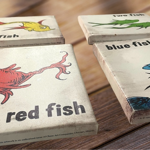 Dr Seuss Red Fish, Blue‎ Fish 4 Piece Canvas Stretched Wall Art - Picture 4 of 8